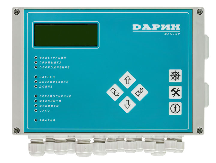 Многофункциональный микропроцессорный прибор для переливного или скиммерного бассейна с программированием времени работы  от одного до восьми насосов фильтра по электронному таймеру